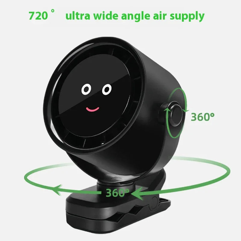 Pink Portable Stroller Fan with LED Display - Bladeless Safety Clip-On Fan for Baby & Desk (4000mAh, 360 degree Rotation) - Mekamart Australia
