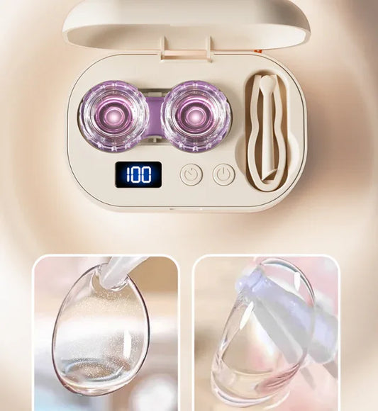 Portable Ultrasonic Contact Lens Cleaner Automatic Washer Case with LED Display Mirror 4 Timer Modes Type-C Rechargeable Ideal for Travel - Mekamart Australia