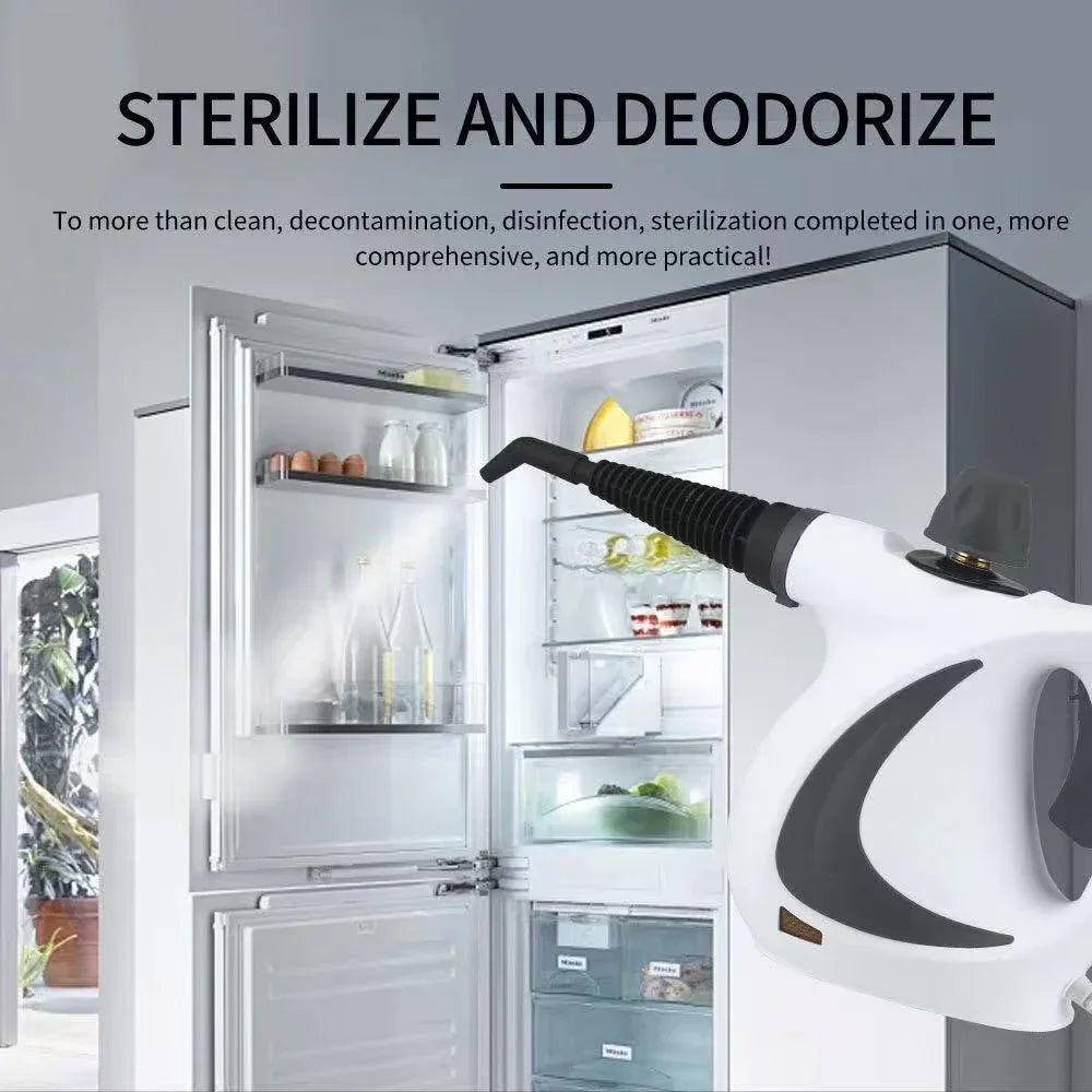 White Handheld Steam Cleaner 1050W High Pressure Chemical Free Cleaning Machine with 12 Piece Accessory Set for Kitchen Bathroom Car and Upholstery - Mekamart Australia