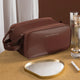 Brown Large Capacity PU Leather Makeup Bag Dual Zipper Cosmetic Case Waterproof Travel Toiletry Organiser with Brush Compartment - Mekamart Australia