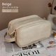 Luxury Cream Beige Large Capacity Makeup Bag – 3-Layer Double Zipper Travel Toiletry Organizer with Waterproof TPU Brush Holders - Mekamart Australia