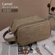 Luxury Camel Colour Large Capacity Makeup Bag – 3-Layer Double Zipper Travel Toiletry Organizer with Waterproof TPU Brush Holders - Mekamart Australia