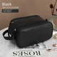 Luxury Black Large Capacity Makeup Bag – 3-Layer Double Zipper Travel Toiletry Organizer with Waterproof TPU Brush Holders - Mekamart Australia