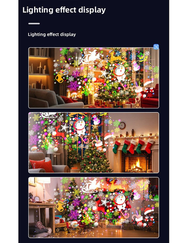 Black Christmas LED Projection Lights Portable USB Holiday Atmosphere Lights 360-Degree Rotating Base Ideal for Indoor Home Decor and Party Decorations Christmas Snowflake Patterns