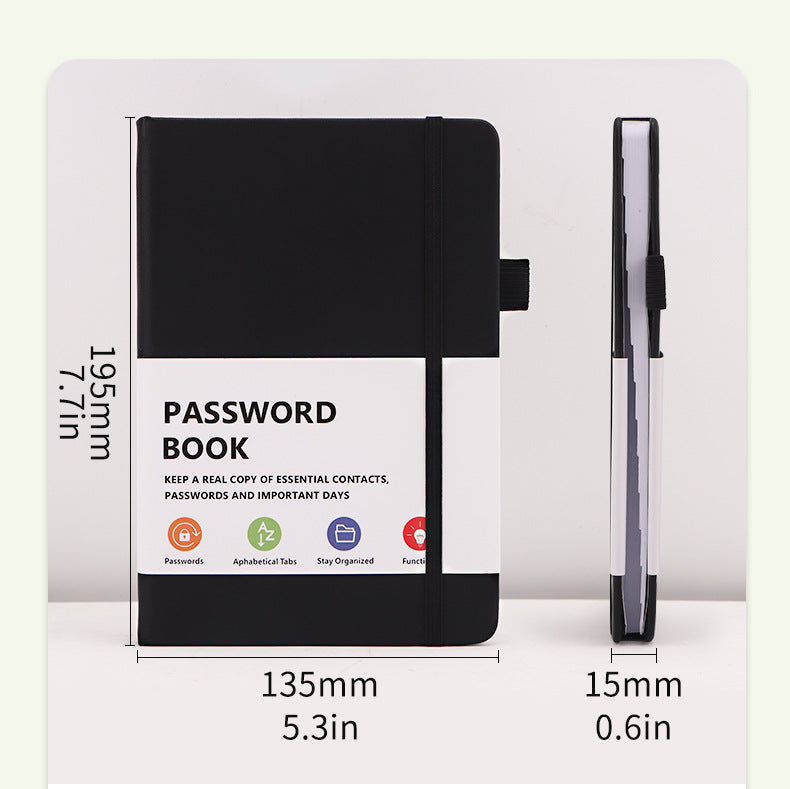 Rose Gold Password Book with Alphabetical Tabs B6 Hardcover Internet Address Logbook & Password Organizer with Pen Loop Elastic Band and Inner Pocket