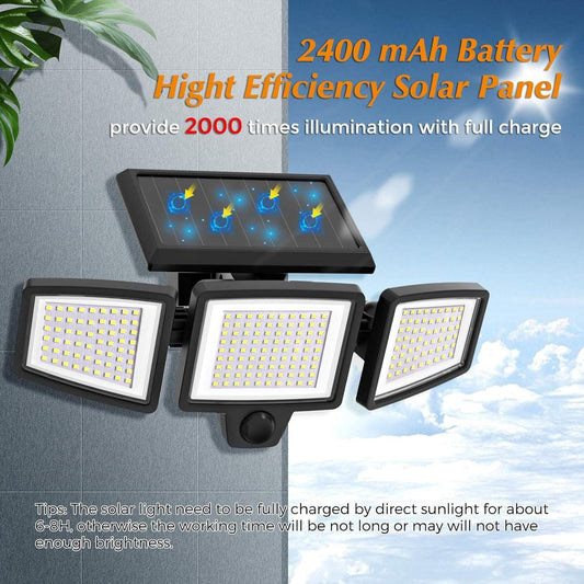 Solar Garden Lights Outdoor Motion Sensor 210 LED - 2-in-1 Ground Spike & Wall Mount Flood Light with Remote IP65 Waterproof for Pathway & Yard - Mekamart Australia