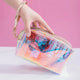 Holographic TPU Cosmetic Bag - Waterproof Iridescent Makeup Pouch with Wrist Strap - Transparent Travel Toiletry Organiser - 18.5cm - Mekamart Australia