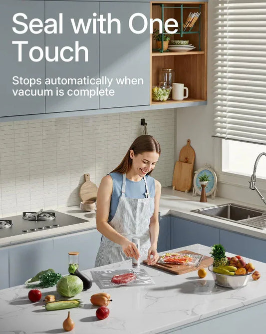 Portable Handheld Vacuum Sealer - Wireless Rechargeable Food Saver Pump - Compact Electric Kitchen Gadget for Meal Prep & Sous Vide - Black - Mekamart Australia