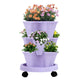 Purple 3-Tier Stackable Strawberry & Vegetable Planter with Mobile Wheel Tray - Space-Saving Vertical Gardening System - Mekamart Australia