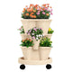 Beige 3-Tier Stackable Strawberry & Vegetable Planter with Mobile Wheel Tray - Space-Saving Vertical Gardening System - Mekamart Australia