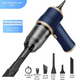 4-in1 Blue Wireless Compact Handheld Car Vacuum Cleaner & Air Duster with 5 Nozzles/Brushes- 5300 Pa High Power Blower/Suction Tool for Auto, Home & Office - Mekamart Australia