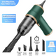 4-in1 Green Wireless Compact Handheld Car Vacuum Cleaner & Air Duster with 5 Nozzles/Brushes- 15000 Pa Ultra-Powerful Blower/Suction Tool for Auto, Home & Office - Mekamart Australia