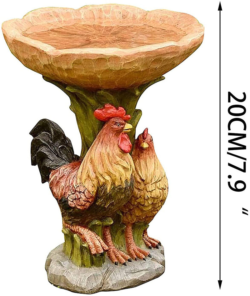 Rooster Resin Bird Feeder with Natural Stump Design for Garden and Outdoor Decor, Ideal for Attracting Birds and Enhancing Yard Aesthetics