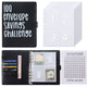100 Envelope Savings Challenge Binder A5 Budget Planner Book PU Leather Cash Stuffing Money Organiser with Magnetic Closure & Tracker (Black)