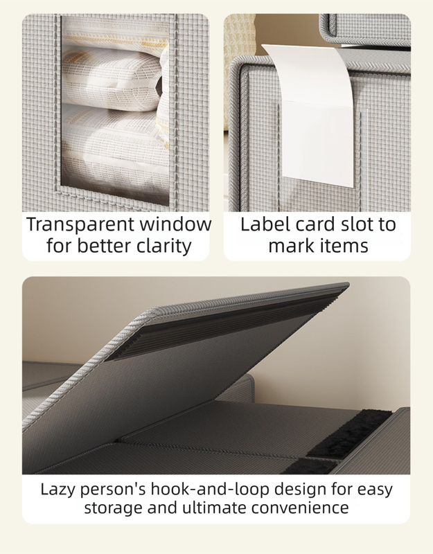 2-Pack Black Foldable Bedding Storage Box with Zipper & PU Leather Handle - Wardrobe Drawer Closet Organizer for Duvet Covers & Clothing (38x32x12CM)