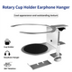 2-in-1 Under-Desk Metal Headphone Hanger & Anti-Spill Cup Holder - No-Drill Heavy-Duty Desk Adjustable Clamp and 360° Swivel Hook