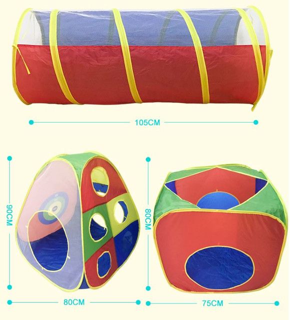 5-in-1 Kids' Pop-Up Foldable Play Tent & Adventure Tunnel Set - Giant Indoor/Outdoor Playpark with Ball Pit & Basketball Hoop