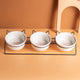 Triple Slanted Ceramic Pet Bowl Set with Elevated Iron Stand and Non Slip Base - 3 x 300ML Versatile Pink Cat Paw Print Pattern Dishes for Water & Food