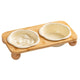 Yellow Ceramic Floral Cat Slow Feeder(190ML) & Water Bowl(320ML) Set - Dishwasher Safe Pet Dual Dining Kit with Neck-Friendly Elevated Stand