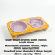 Purple Ceramic Floral Cat Slow Feeder(190ML) & Water Bowl(320ML) Set - Dishwasher Safe Pet Dual Dining Kit with Neck-Friendly Elevated Stand
