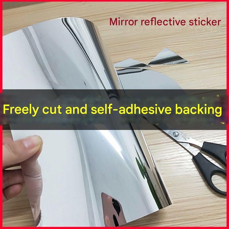 40*200cm Self-Adhesive PET Mirror Sticker - Unbreakable Soft Glass Mirror Film,Safety Soft Mirror - Cut-to-Size, High-Reflective Wall Decal for Bedroom, Wardrobe, Bathroom - Easy Peel-and-Stick Installation, No Drill Damage Space-Saving Design