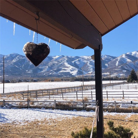 Bird Heart-Shaped Nest with Hanging Metal Frame - Outdoor Garden Decor & Wild Bird Support - Unique Yard Art for Backyard Sanctuaries and Nature Lover Gifts