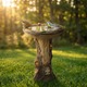 Resin Bird Bath Feeder Garden Ornament with Tree House Design – Tree Stump Decorative Outdoor Bird Feeder for Patio, Lawn & Yard