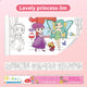 3M Extra Long Reusable Coloring Paper Roll, Lovely Princess Theme Self-Adhesive Wall Coloring Poster and DIY Cuttable Drawing Craft Paper Scroll with Gift Box