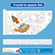 3M Extra Long Reusable Coloring Paper Roll, Space Adventure Theme Self-Adhesive Wall Coloring Poster and DIY Cuttable Drawing Craft Paper Scroll with Gift Box