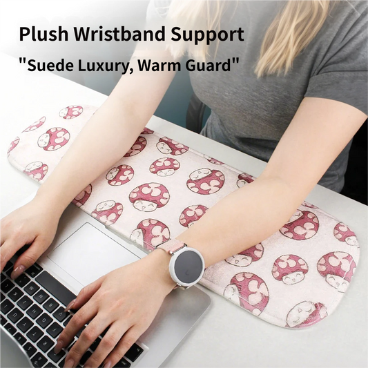 Pink Ergonomic Plush Wrist Rest 2PCS Set â 80Ă20cm Keyboard Wrist Pad + Pillow-Shaped Wrist Support Cushion with Strap (7.5Ă7cm) â Anti-Slip Memory Comfort Pad for Typing Gaming & Office Use