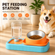 Blue and Orange Cat & Dog Feeding Station with Water Dispenser β Elevated Stainless Steel Pet Bowl Set with Slow Feeder, Anti-Spill Design and Automatic Water Supply