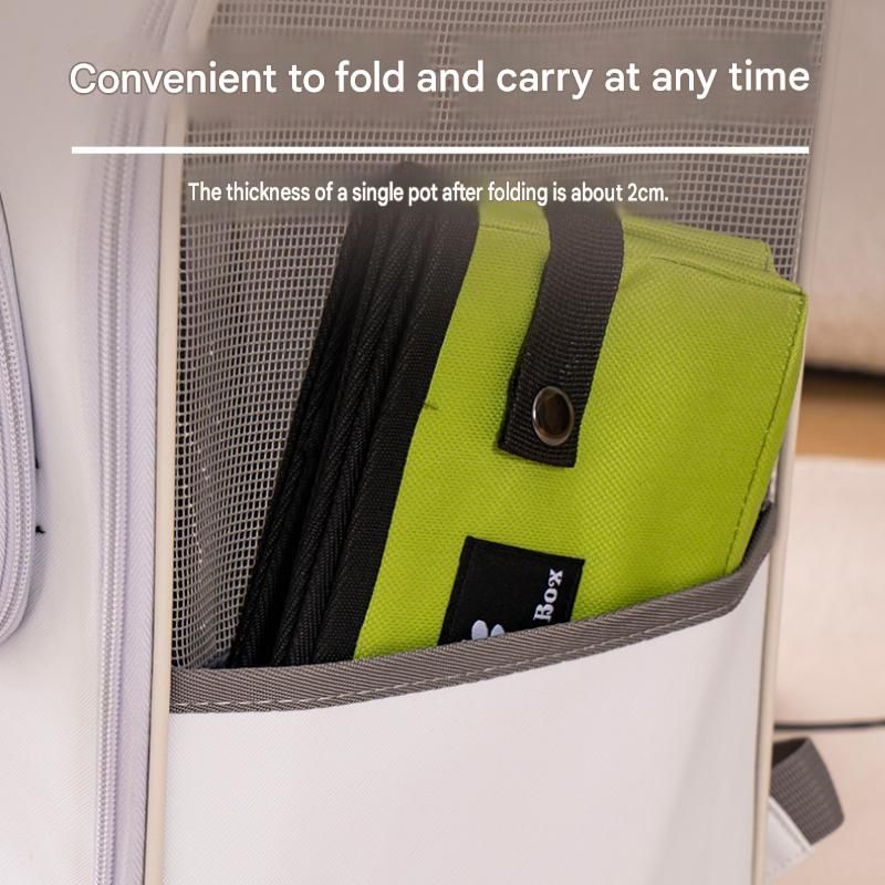Green Small size Portable Foldable Cat Litter Box - Oxford Fabric Waterproof pet Travel Toilet with High Walls, Lightweight 350g Design for Road Trips Camping and Pet Transport