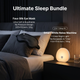 Nighttime Anxiety Relief & Relaxation Set - Black Imitation Silk Sleep Eye Mask and Smart White Noise Night Light for Soothing Sleep, Nursing, and Stress Reduction
