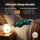 Nighttime Anxiety Relief & Relaxation Set - Green Imitation Silk Sleep Eye Mask and Smart White Noise Night Light for Soothing Sleep, Nursing, and Stress Reduction