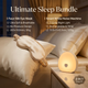 Nighttime Anxiety Relief & Relaxation Set - Champagne gold Imitation Silk Sleep Eye Mask and Smart White Noise Night Light for Soothing Sleep, Nursing, and Stress Reduction