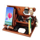 Multi-Functional Wooden Nightstand Organizer for Phone, Glasses, Wallet & Keys - Natural Wood Desk Tidy with Pen Holder