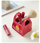 Red Ceramic Mini Tote Bag Pen Holder - Creative Desktop Storage Organizer for Makeup Brushes, Remote Controls and Stationery, Cute Smiley Decorative Container