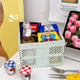 Green Foldable Storage Basket with Handles - Portable Multi Purpose Desktop Organiser Crate for Snacks, Kitchen Storage, Books and Household Essentials