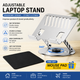 Adjustable aluminum alloy laptop stand (23.5*23.5CM), with mouse pad (21*25cm), adjustable height and angle, space-saving, heat dissipation support, suitable for office, home, study and work environments
