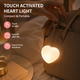 White Touch Activated Heart Keychain Light - Cute Portable LED Night Light Rechargeable Bag Charm Lamp Romantic Gift for Girls Bedroom Decoration Travel Use