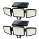 210 LED Outdoor Wall Light Integrated Solar Panel and 3 Sensor Modes (2 Pack), 3 Head Adjustable LED Security Light, IP65 All Weather Waterproof Remote Control Garden Lamp