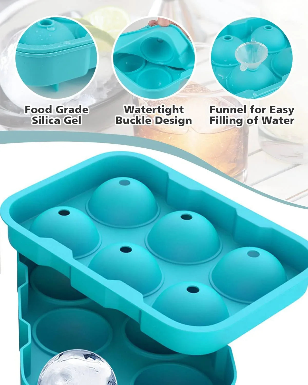 Easy Pop Silicone 6 Sphere Ice Cube Tray - Mekamart Australia