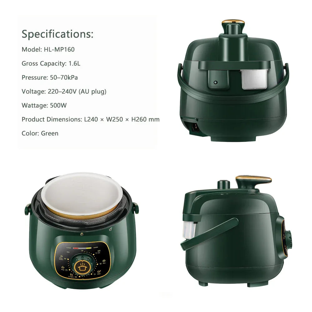 Hoper Layer Mini Electric Pressure Cooker – HL-MP160 3-Cup Small Rice Cooker - Mekamart Australia