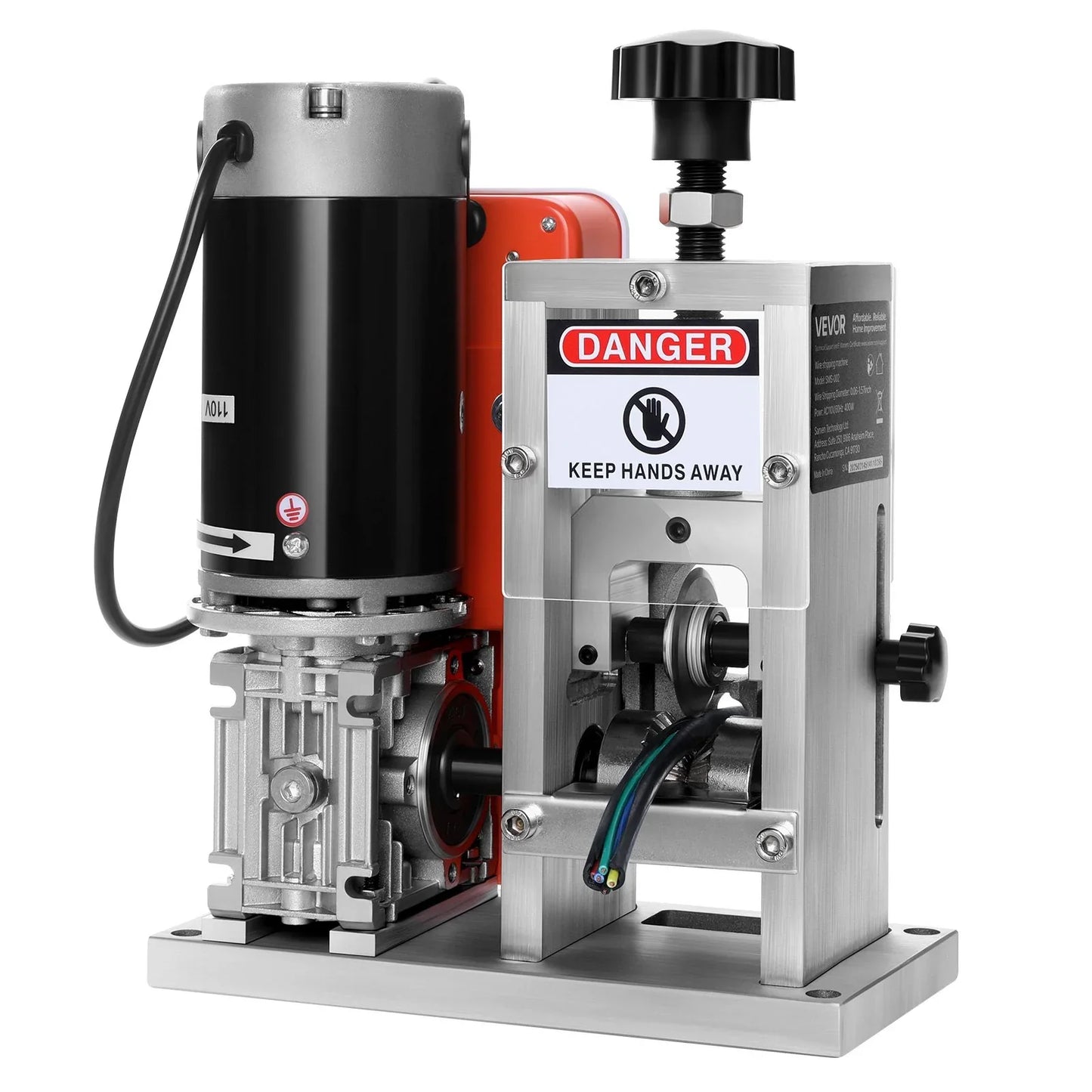 VEVOR Electric Wire Stripping Machine, 1.5-40 mm, 400W Automatic Motorized Cable Stripper, 9.84 IPS (15 m/min) Wire Peeler with Alloy Blades, V-Shaped Rollers, Cooling Fan, for Scrap Copper Recycling - Mekamart Australia