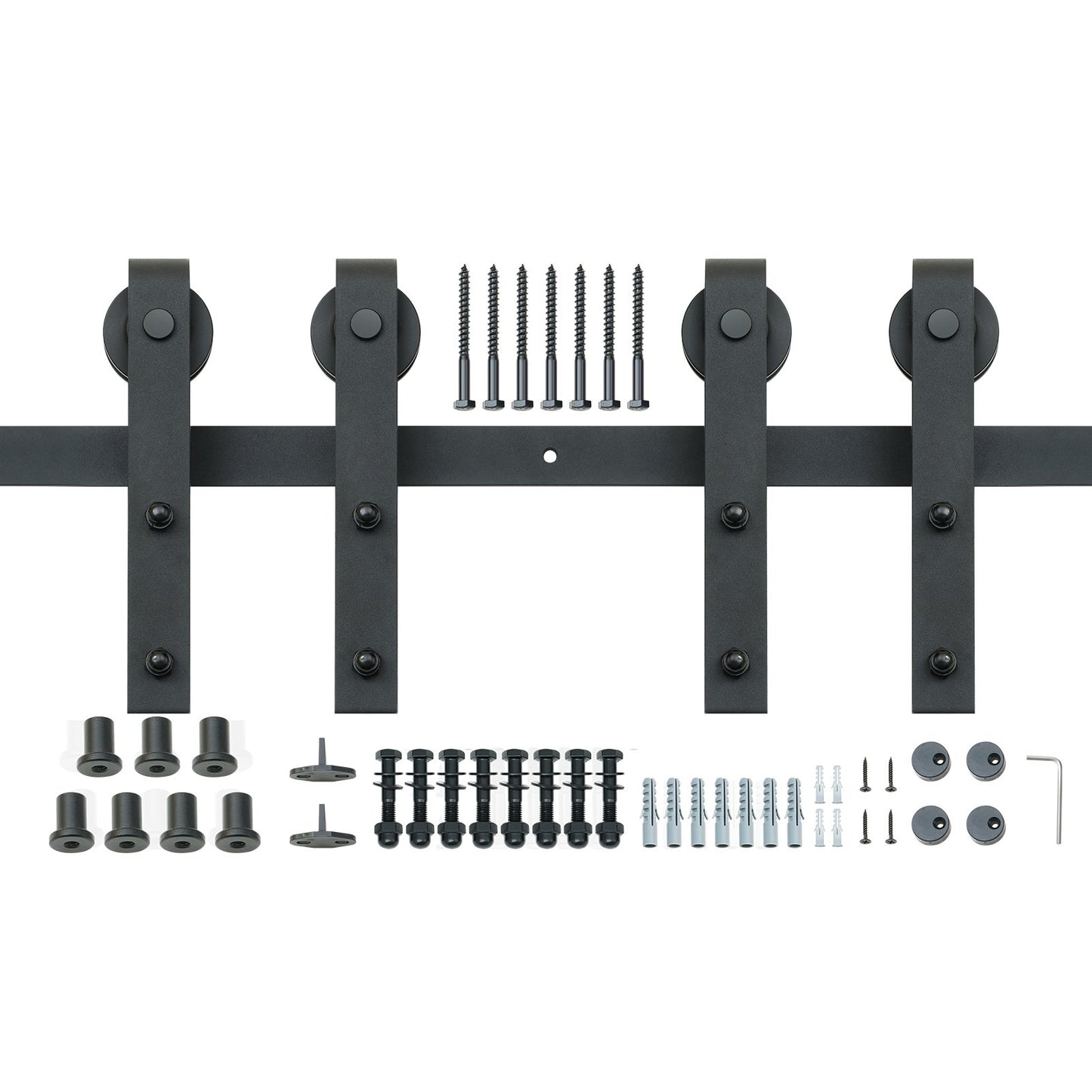 2440 mm Sliding Barn Door Hardware Closet Track Kit for Double Doors J Hanger
