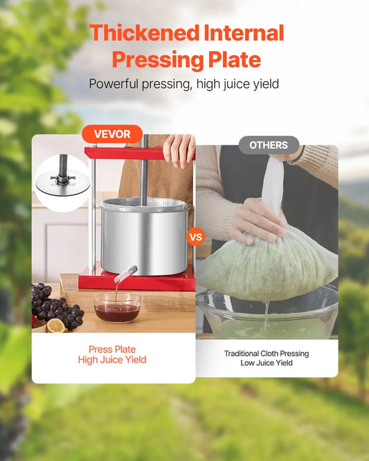 VEVOR Fruit Wine Press Manual Press for Wine Making 1.6 Gal/6L Stainless Steel - Mekamart Australia