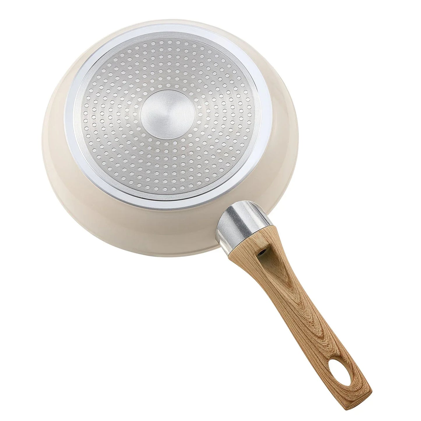 VEVOR Frying Pan Skillet, Aluminum Egg Fry Pans, 3 Pcs (200, 240, 280 mm), Nonsitck Ceramic Heavy-Duty Skillets with Heat-Resistant Handle, Chef's Kitchen Cookware for Gas, Electric, Induction, Beige - Mekamart Australia