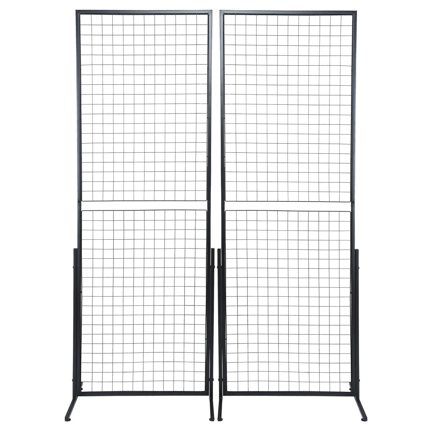 VEVOR 2' x 5.6' Grid Wall Panels Tower, 2 Packs Wire Gridwall Display Racks with T-Base Floorstanding, Double Side Gridwall Panels for Art Craft Shows, Retail Display with Extra Clips and Hooks - Mekamart Australia