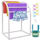 VEVOR Pool Towel Rack, 5 Bar, Milky, Freestanding Outdoor PVC Curved Poolside Storage Organizer, Include 8 Towel Clips, Mesh Bag, Hook, Also Stores Floats and Paddles, for Beach, Swimming Pool, Home - Mekamart Australia