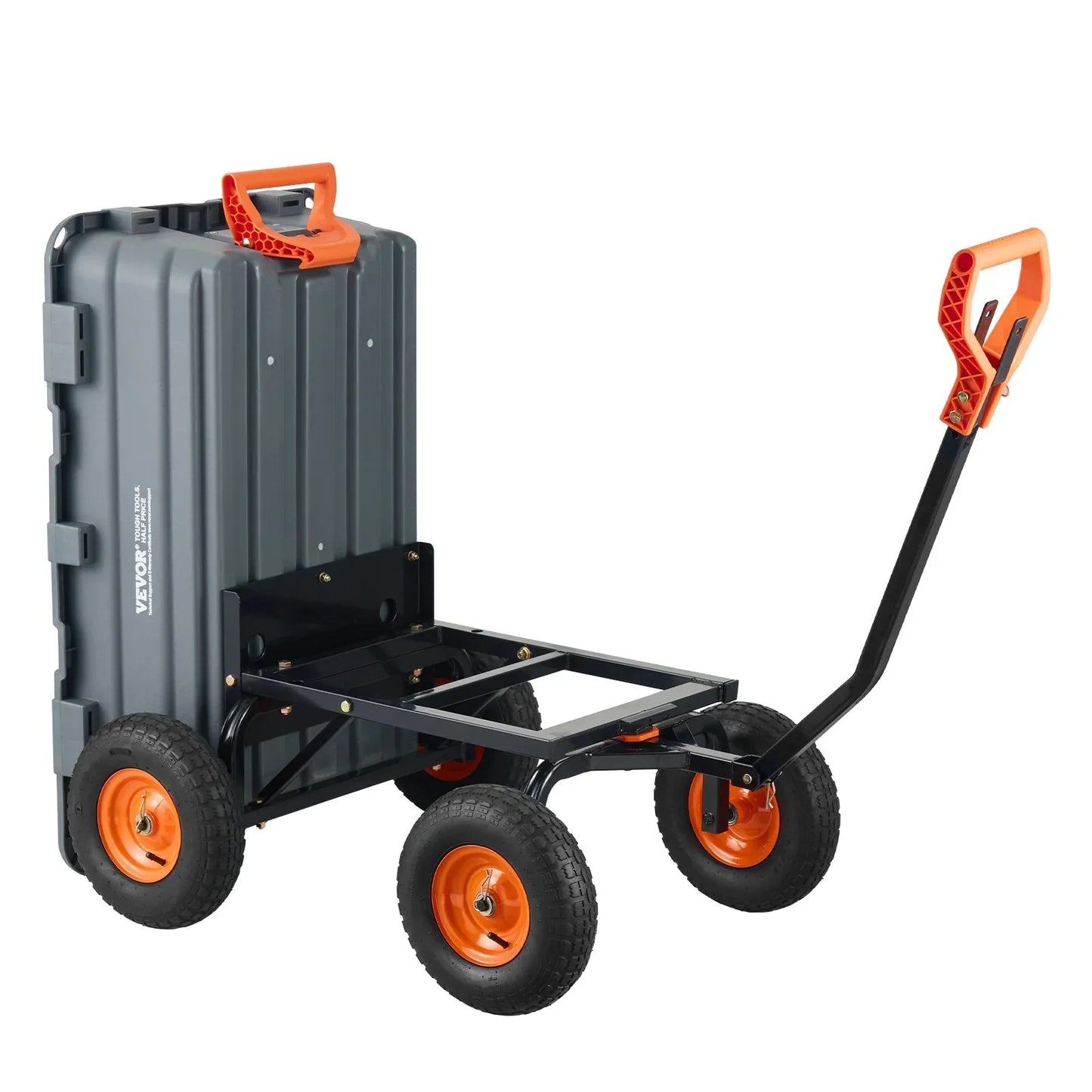 VEVOR Dump Cart, Poly Garden Dump Cart with Easy to Assemble Steel Frame, Dump Wagon with 2-in-1 Convertible Handle, Utility Wheelbarrow 544kg/ 1200lbs Capacity, 33cm/ 13 inch Tires - Mekamart Australia
